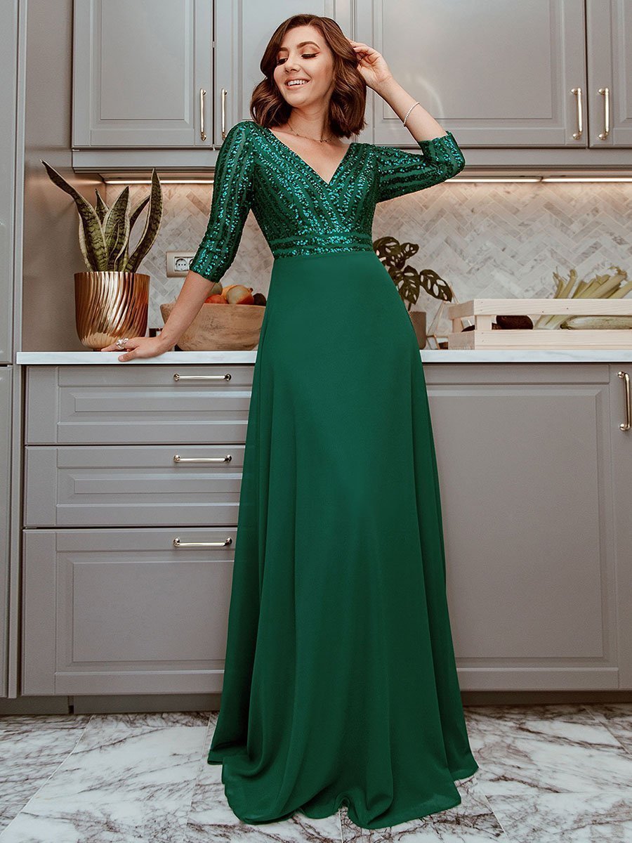 Green 3 4 Sleeve Dress