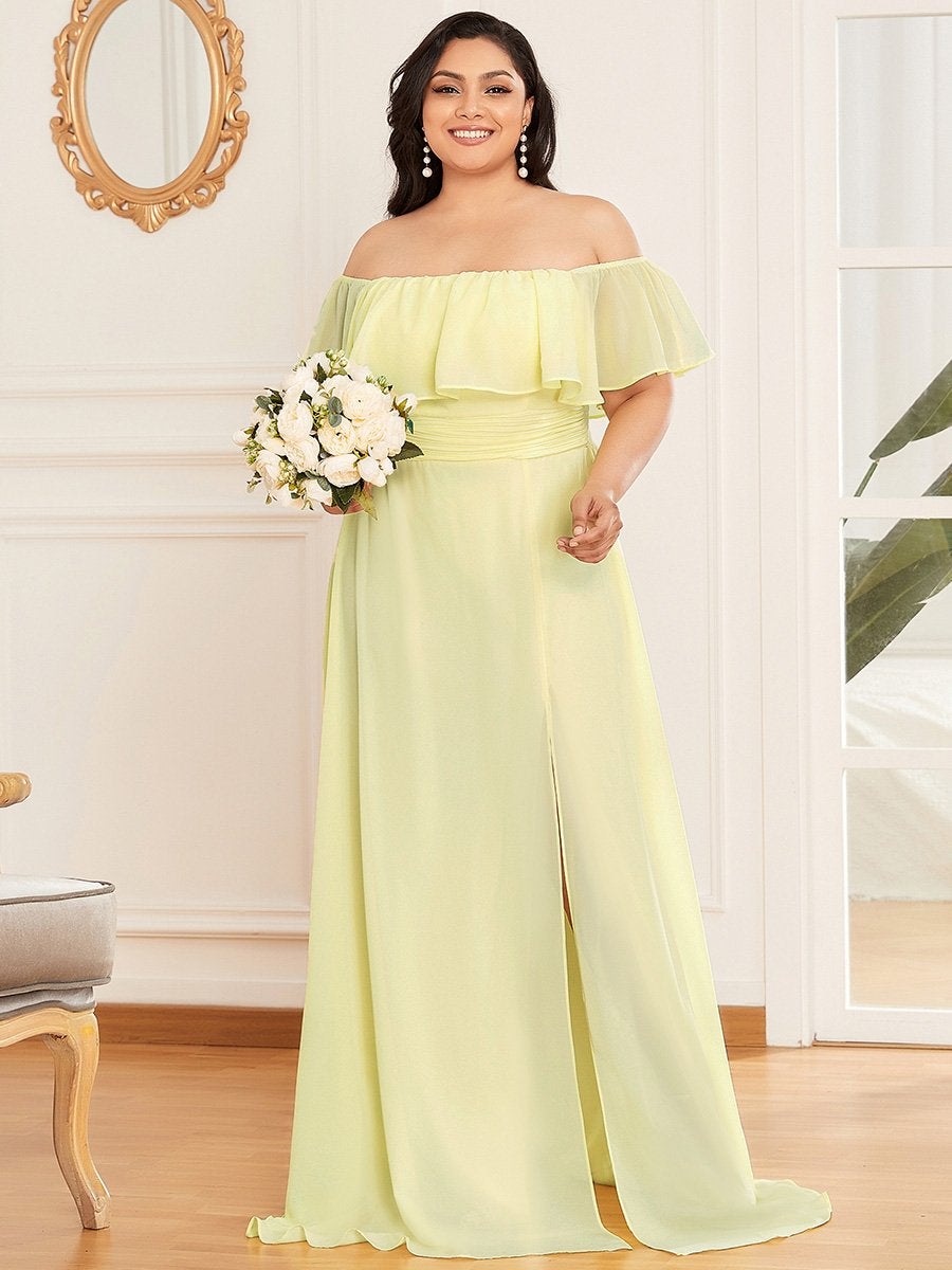 Off the Shoulder Wholesale Bridesmaid Dresses Side Split Plus Size