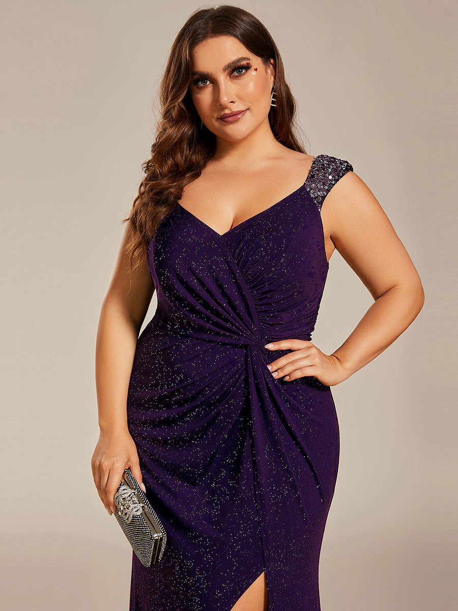 Color=Dark Purple | Plus Glitter Split Wholesale Evening Dresses-Navy Blue 9