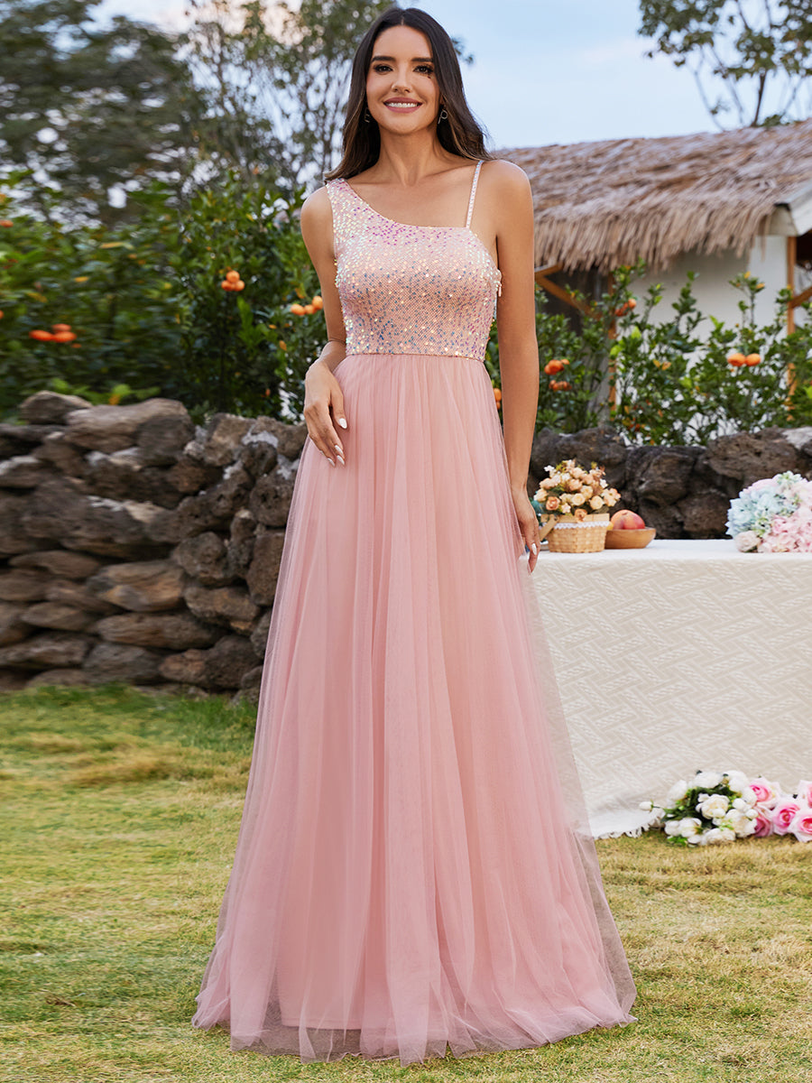 NWT En Focus Long Pink Shimmering authentic Bridesmaids/Cocktail/Prom Dress Size 12