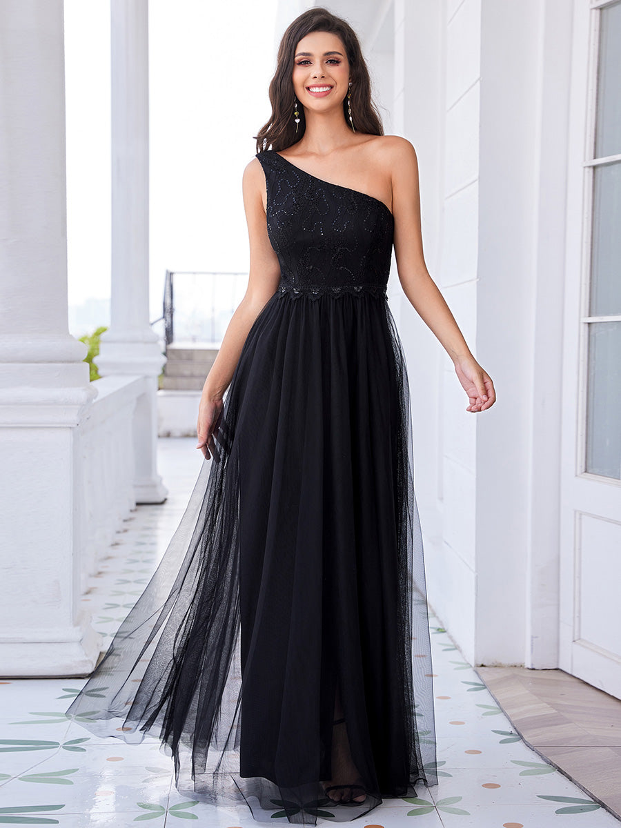 Romantic Asymmetric One Shoulder Side ...