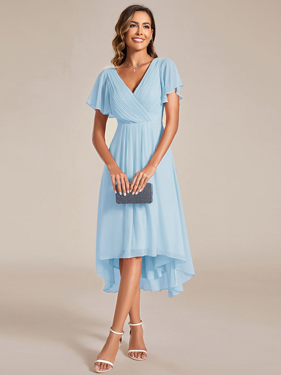 Color=Sky Blue | Pleated Ruffles Chiffon Wholesale Wedding Guest Dresses-Sky Blue 11