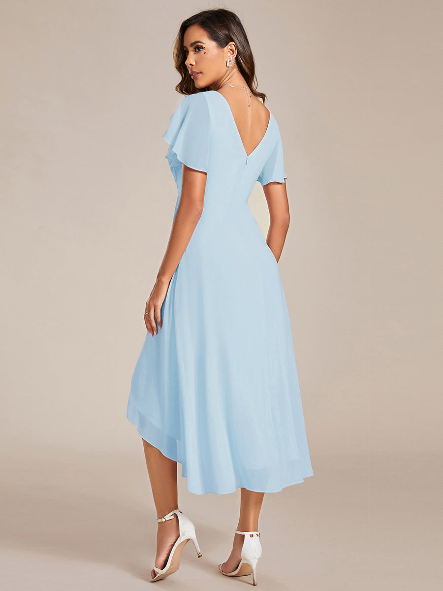 Color=Sky Blue | Pleated Ruffles Chiffon Wholesale Wedding Guest Dresses-Sky Blue 12