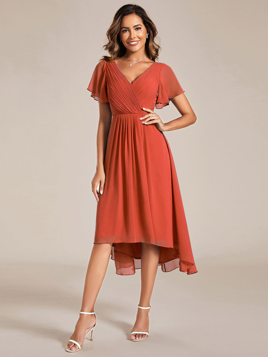 Color=Burnt Orange | Pleated Ruffles Chiffon Wholesale Wedding Guest Dresses-Burnt Orange 16