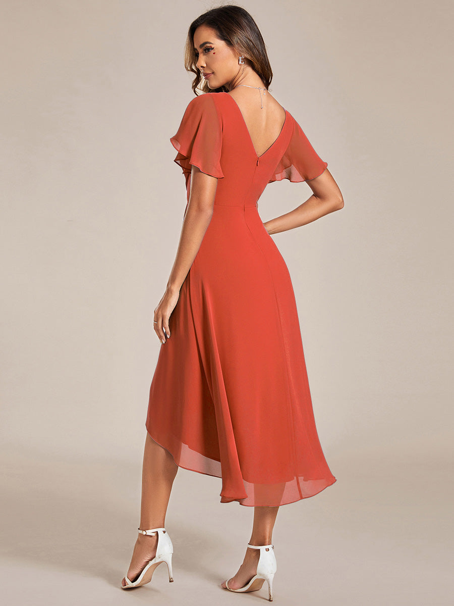 Color=Burnt Orange | Pleated Ruffles Chiffon Wholesale Wedding Guest Dresses-Burnt Orange 17