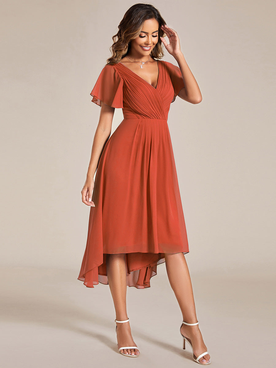 Color=Burnt Orange | Pleated Ruffles Chiffon Wholesale Wedding Guest Dresses-Burnt Orange 19