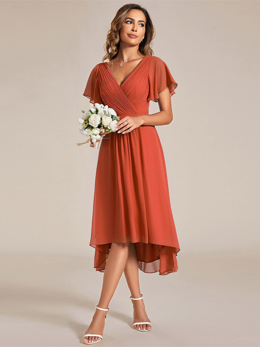 Color=Burnt Orange | Pleated Ruffles Chiffon Wholesale Wedding Guest Dresses-Burnt Orange 20