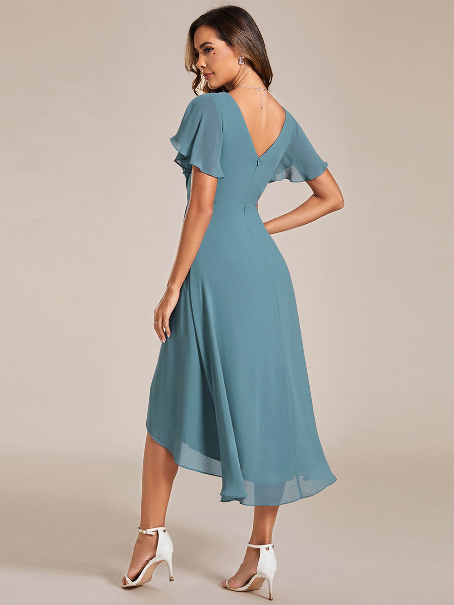 Color=Light teal | Pleated Ruffles Chiffon Wholesale Wedding Guest Dresses-Light teal 22