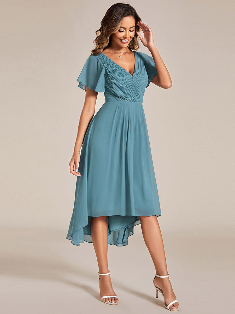 Color=Light teal | Pleated Ruffles Chiffon Wholesale Wedding Guest Dresses-Light teal 24