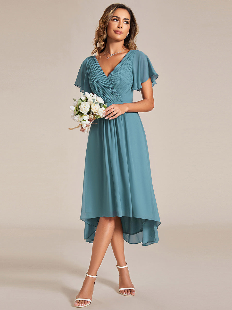 Color=Light teal | Pleated Ruffles Chiffon Wholesale Wedding Guest Dresses-Light teal 25