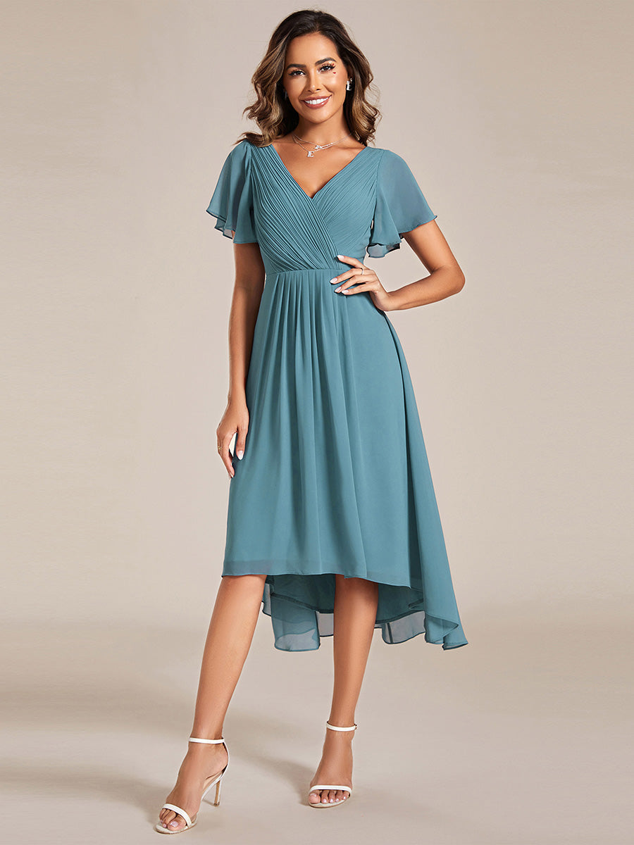 Color=Light teal | Pleated Ruffles Chiffon Wholesale Wedding Guest Dresses-Light teal 21