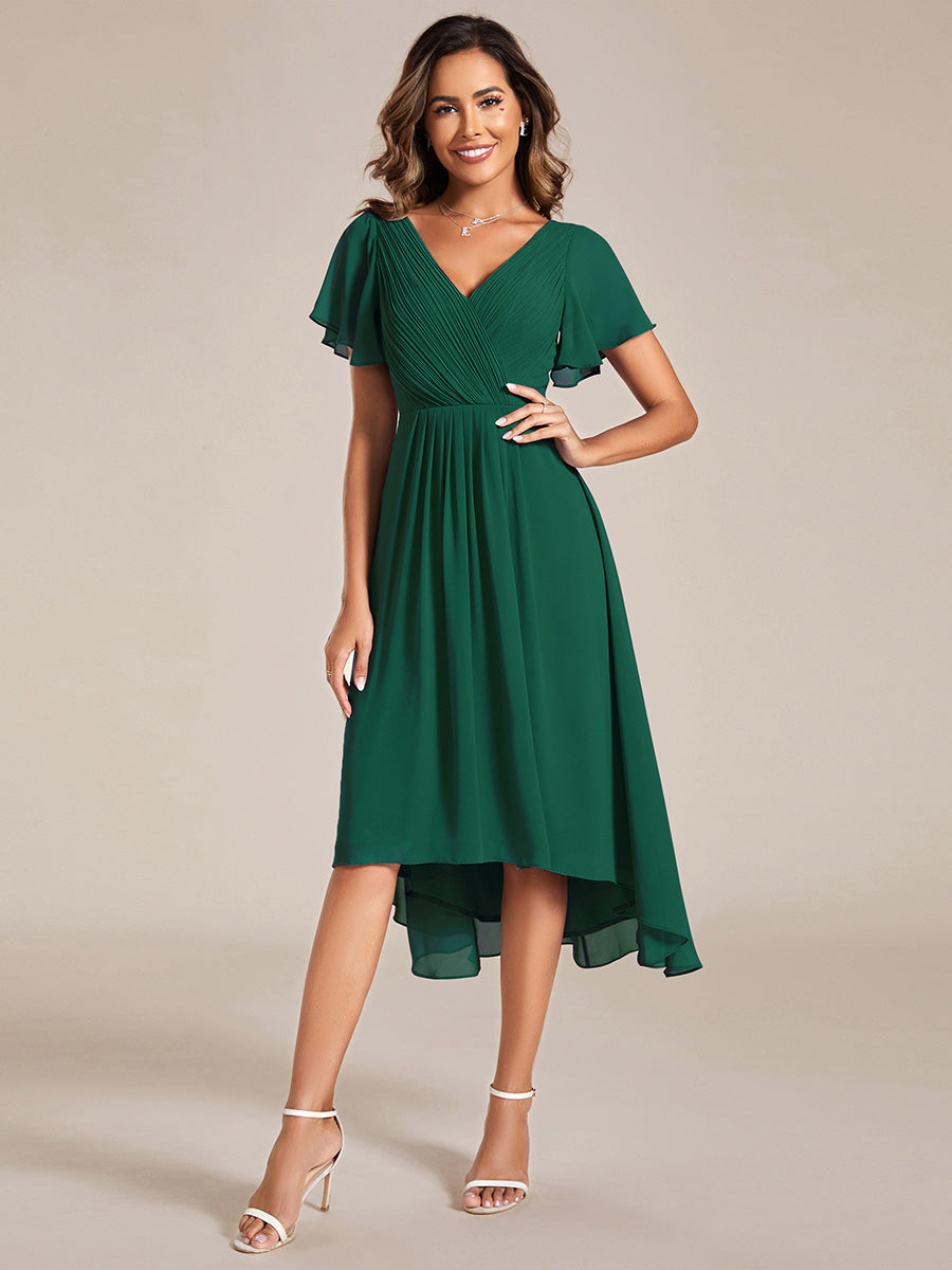 Color=Dark Green | Pleated Ruffles Chiffon Wholesale Wedding Guest Dresses-Dark Green 26