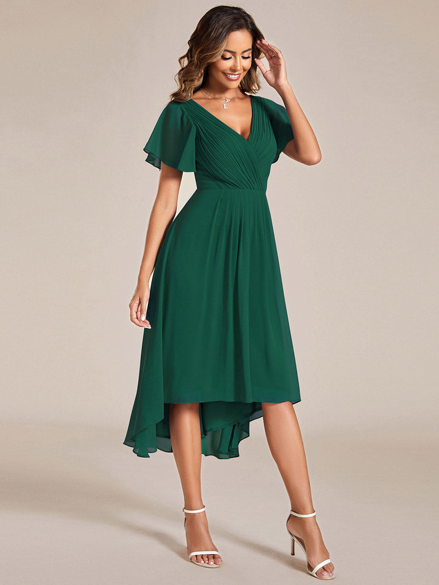 Color=Dark Green | Pleated Ruffles Chiffon Wholesale Wedding Guest Dresses-Dark Green 29