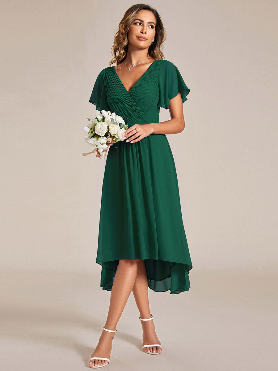 Color=Dark Green | Pleated Ruffles Chiffon Wholesale Wedding Guest Dresses-Dark Green 30