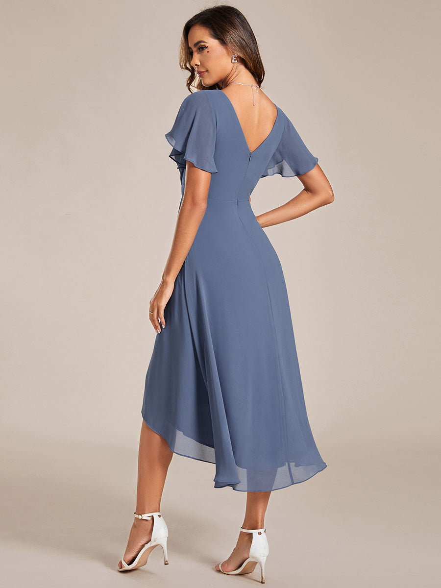 Color=Dusty Blue | Pleated Ruffles Chiffon Wholesale Wedding Guest Dresses-Dusty Blue 32