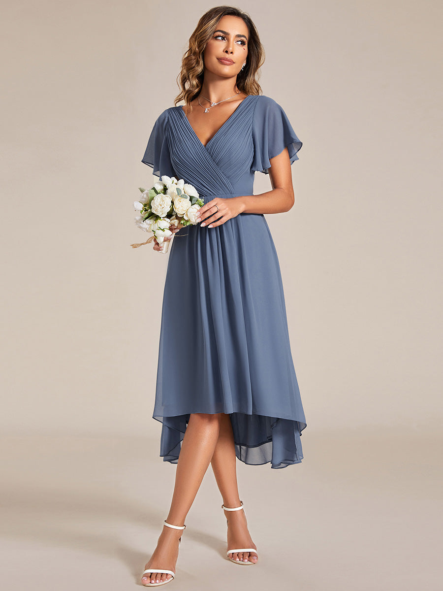 Color=Dusty Blue | Pleated Ruffles Chiffon Wholesale Wedding Guest Dresses-Dusty Blue 35