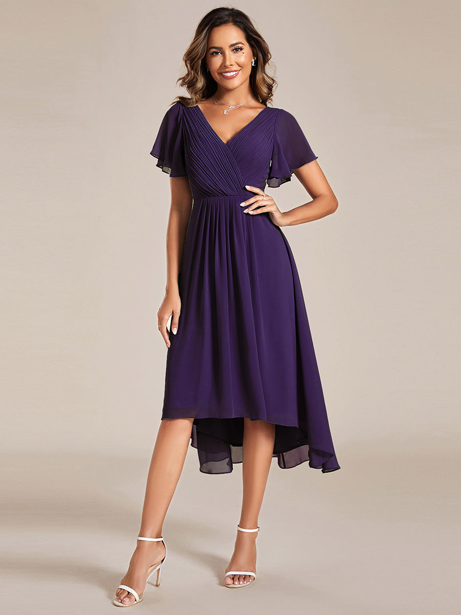 Color=Dark Purple | Pleated Ruffles Chiffon Wholesale Wedding Guest Dresses-Dark Purple 36