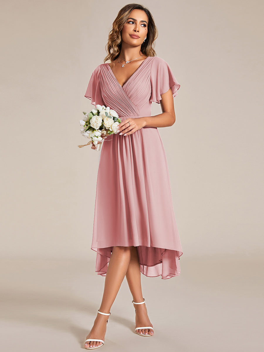 Color=Dusty Rose | Pleated Ruffles Chiffon Wholesale Wedding Guest Dresses-Dusty Rose 45