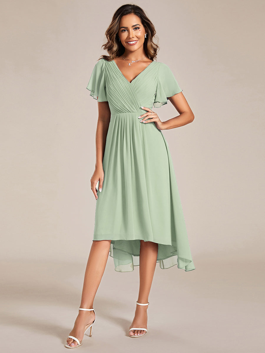 Color=Mint Green | Pleated Ruffles Chiffon Wholesale Wedding Guest Dresses-Mint Green 51