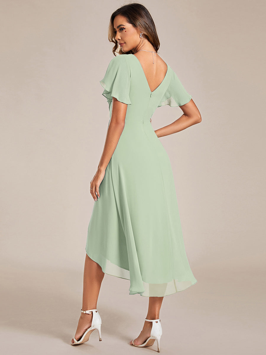 Color=Mint Green | Pleated Ruffles Chiffon Wholesale Wedding Guest Dresses-Mint Green 52