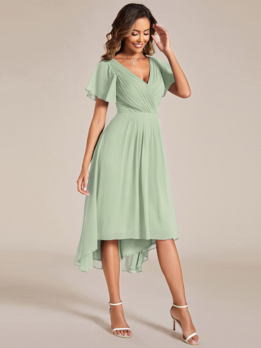 Color=Mint Green | Pleated Ruffles Chiffon Wholesale Wedding Guest Dresses-Mint Green 54