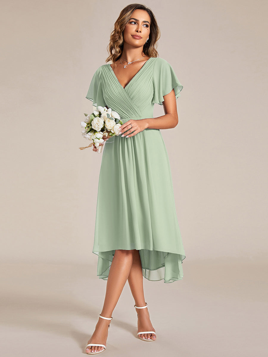 Color=Mint Green | Pleated Ruffles Chiffon Wholesale Wedding Guest Dresses-Mint Green 55