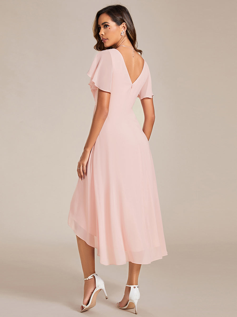 Color=Pink | Pleated Ruffles Chiffon Wholesale Wedding Guest Dresses-Pink 67