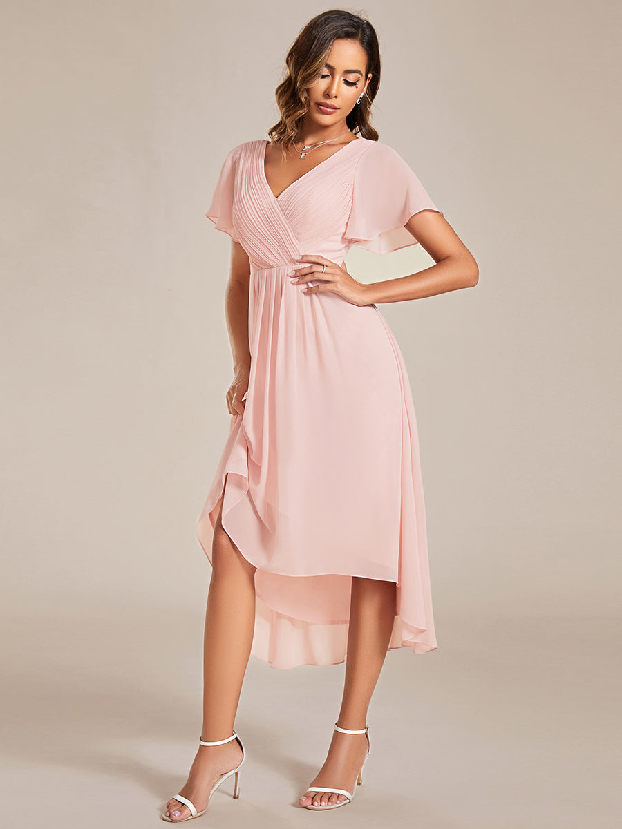 Color=Pink | Pleated Ruffles Chiffon Wholesale Wedding Guest Dresses-Pink 69