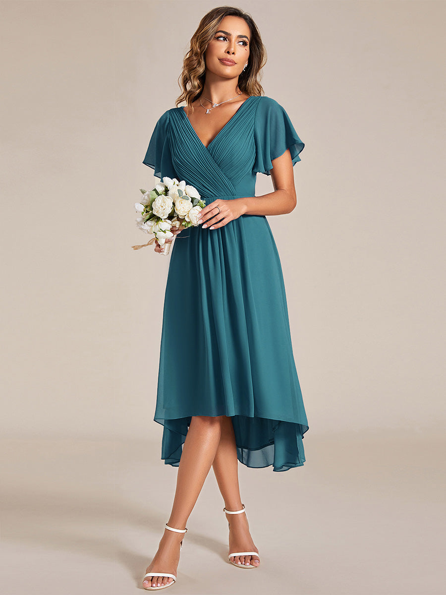 Color=Teal | Pleated Ruffles Chiffon Wholesale Wedding Guest Dresses-Teal 75