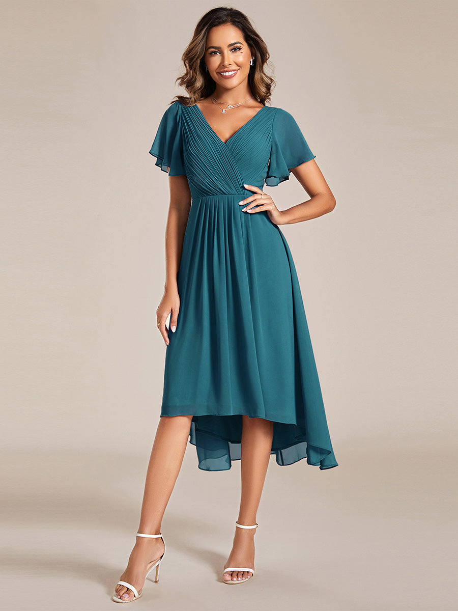 Color=Teal | Pleated Ruffles Chiffon Wholesale Wedding Guest Dresses-Teal 71