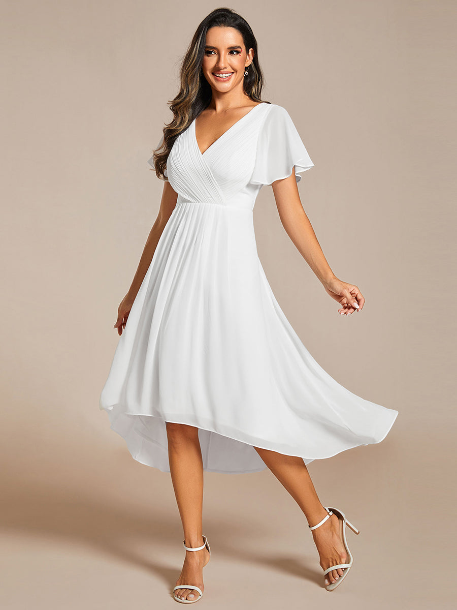 Color=White | Pleated Ruffles Chiffon Wholesale Wedding Guest Dresses-White 76