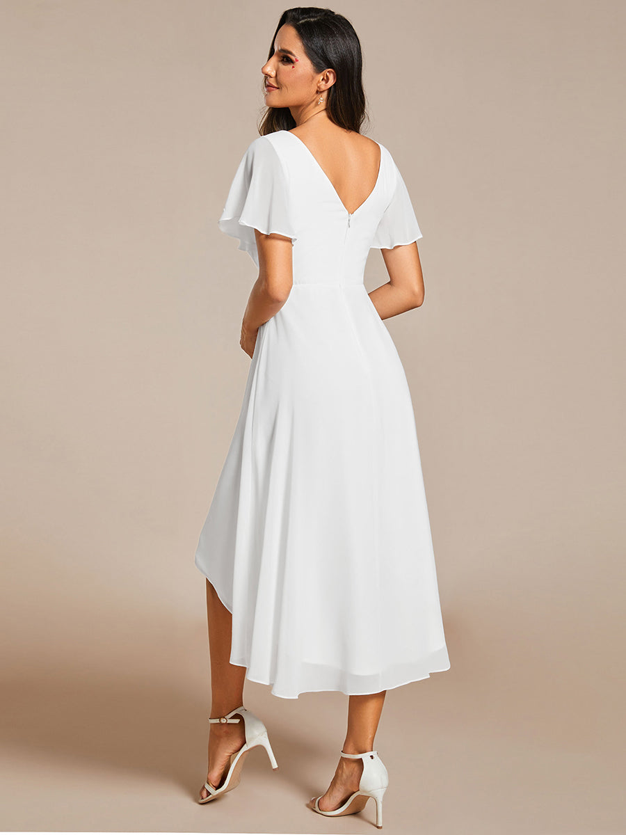 Color=White | Pleated Ruffles Chiffon Wholesale Wedding Guest Dresses-White 77