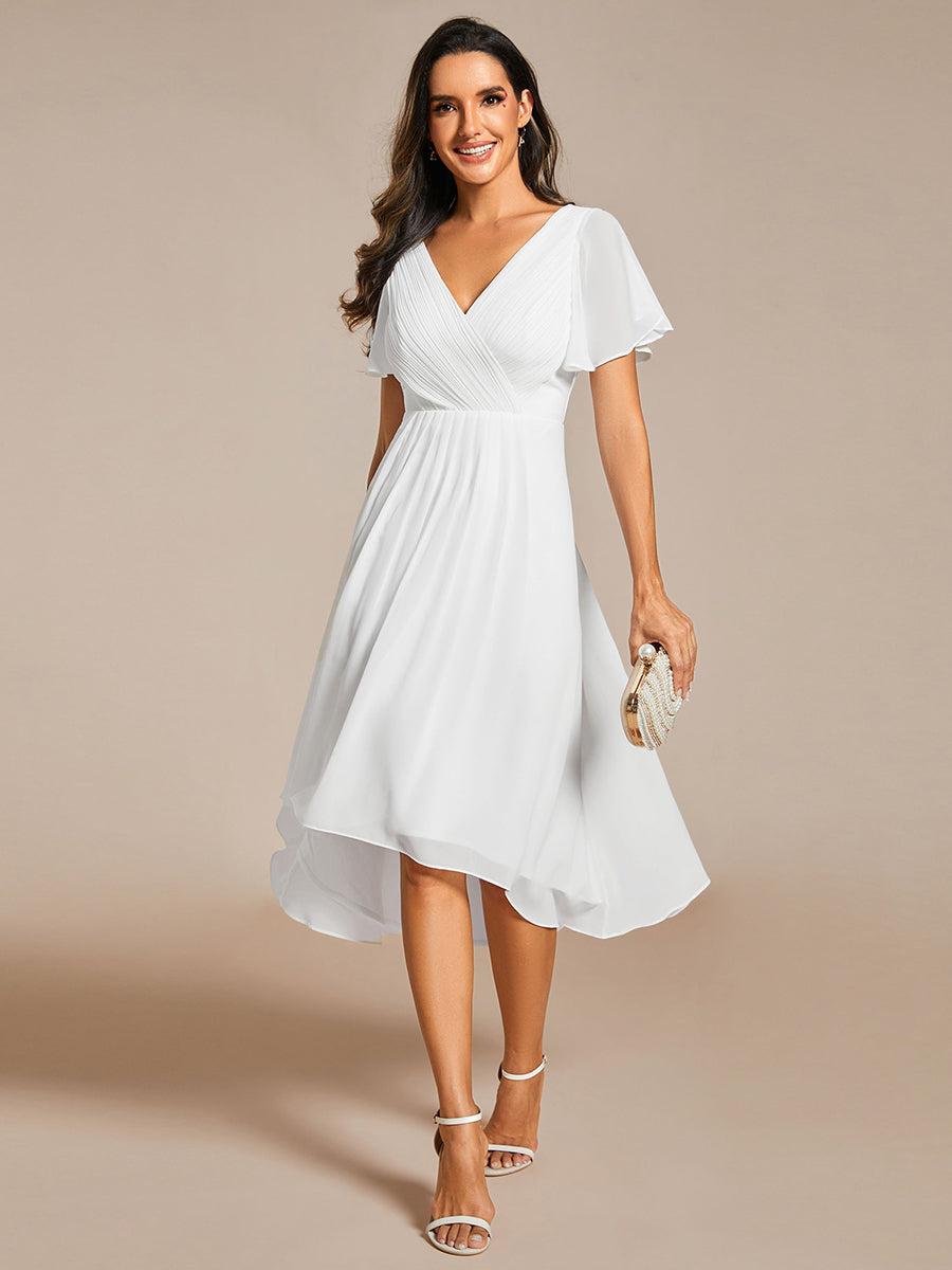 Color=White | Pleated Ruffles Chiffon Wholesale Wedding Guest Dresses-White 80