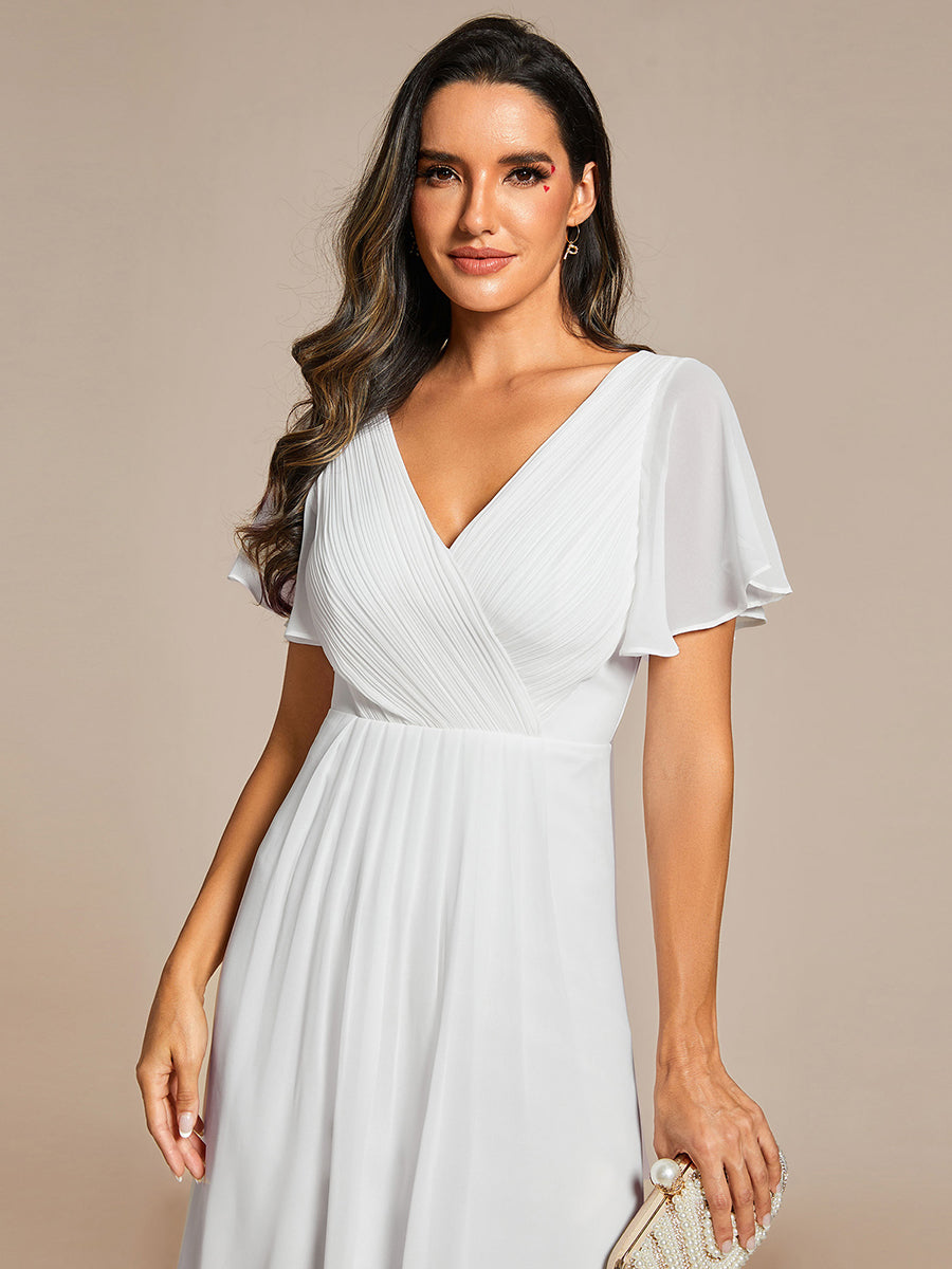 Color=White | Pleated Ruffles Chiffon Wholesale Wedding Guest Dresses-White 78