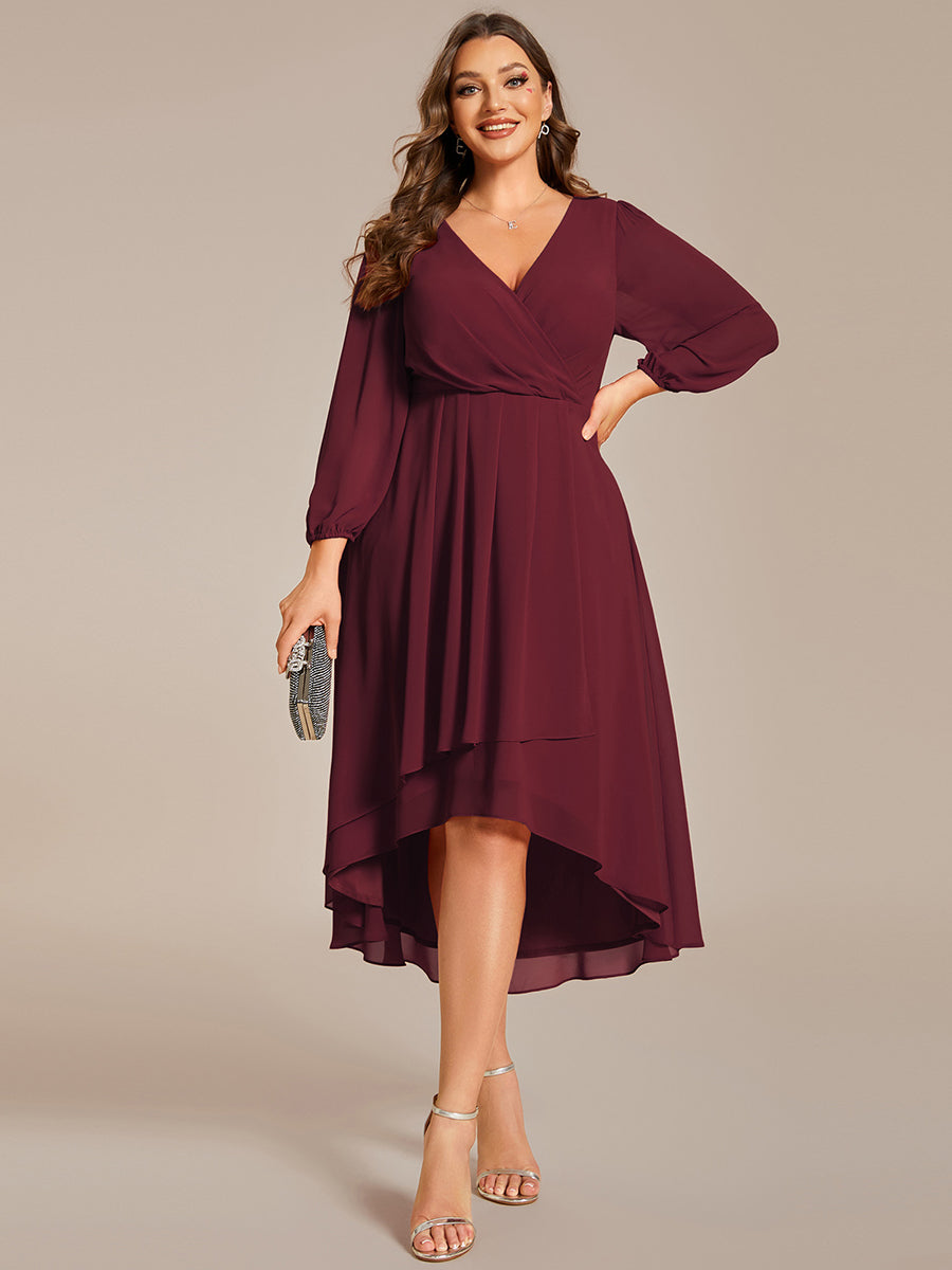 Plus size tea length fashion dresses with sleeves