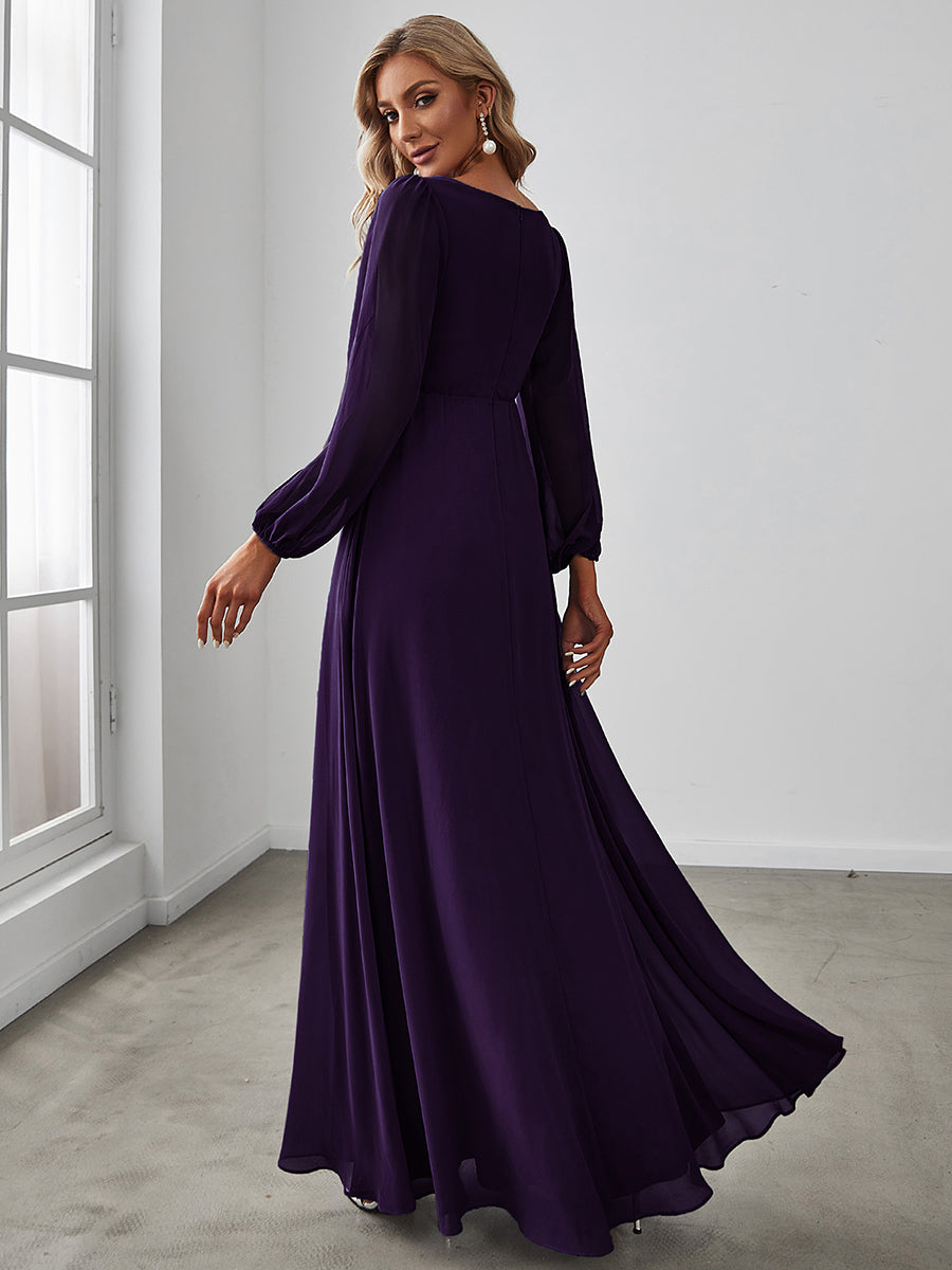 Dark purple dress with sleeves best sale