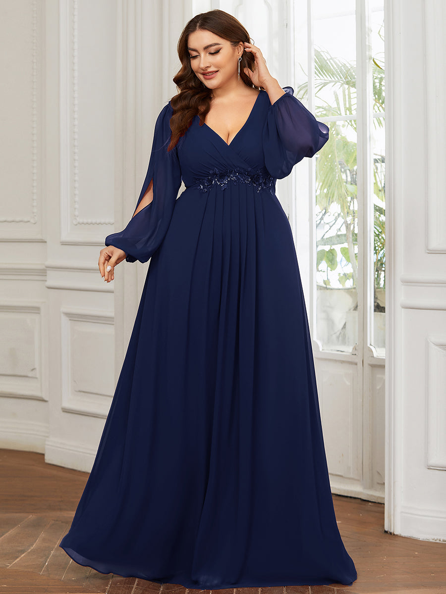 Long sleeve plus size evening dresses hotsell