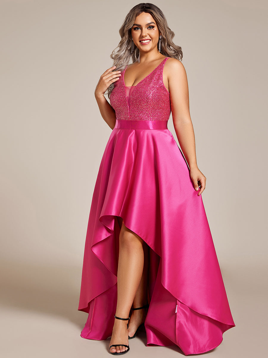 Plus Size Dresses for Women with Irregular Hem Sparkly High Low