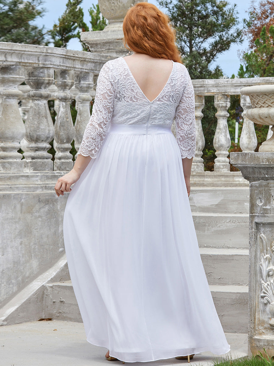 Long white plus size gown best sale