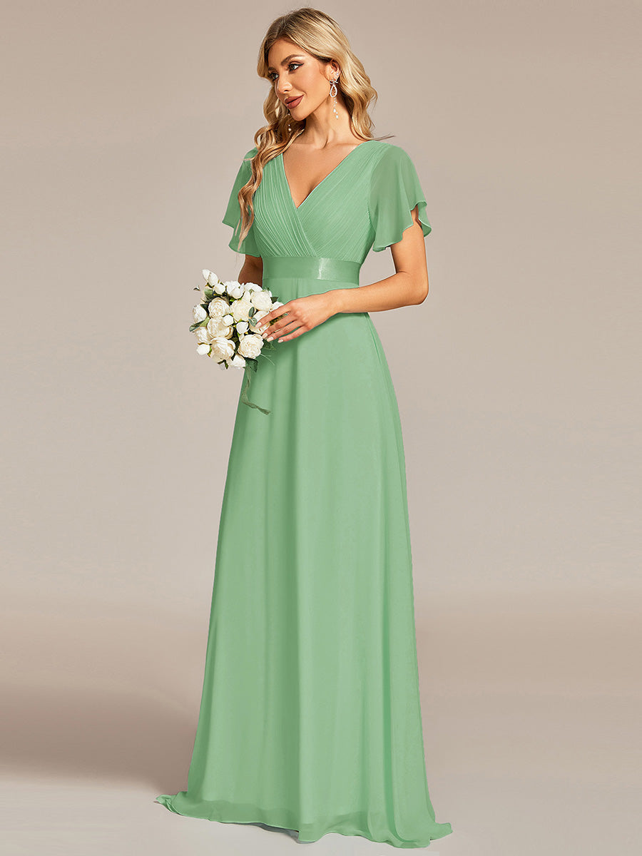 Mable Ruched Maxi Dress V-neck Split factory Front Formal Special Occasion Sage Green S