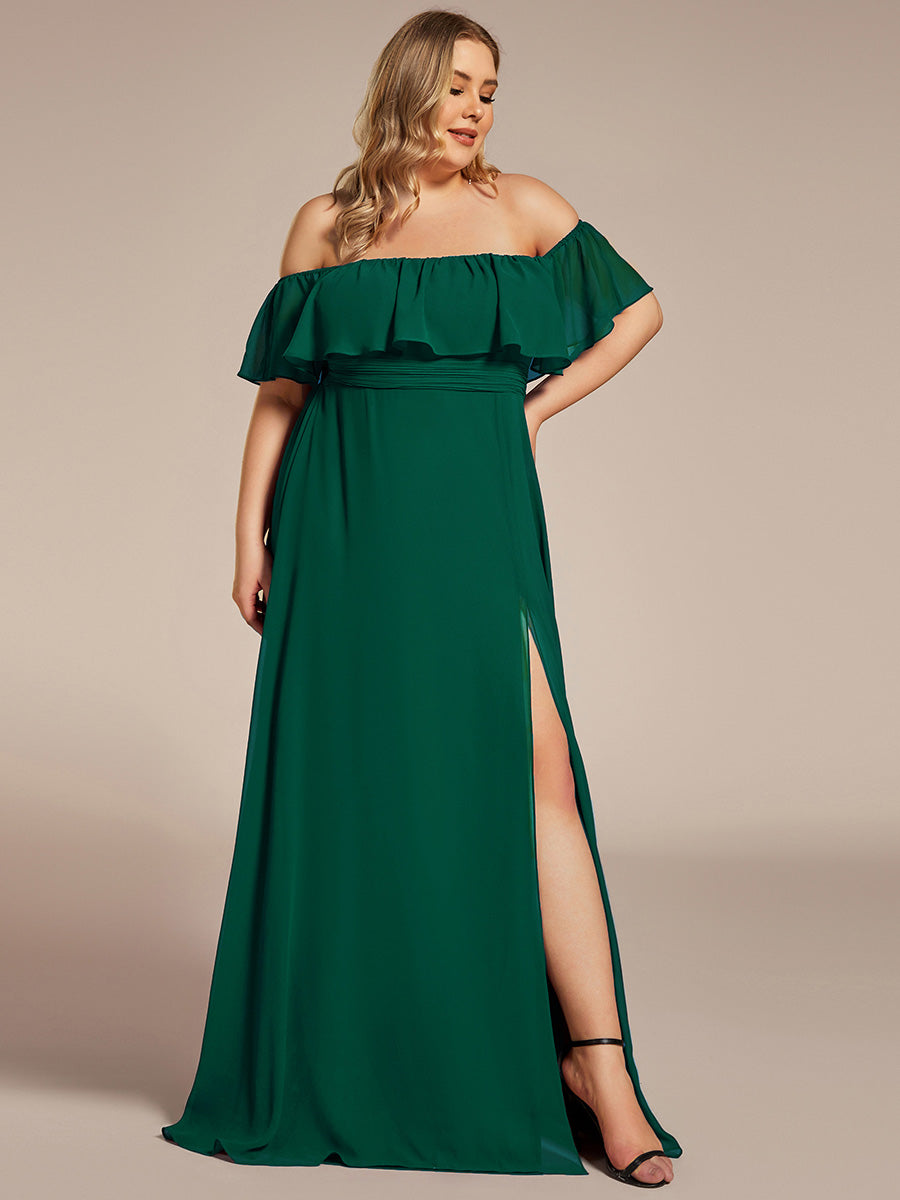 Color=Dark Green | womens-a-line-off-shoulder-ruffle-thigh-split-bridesmaid-dresses-es00969-2-Dark Green 41