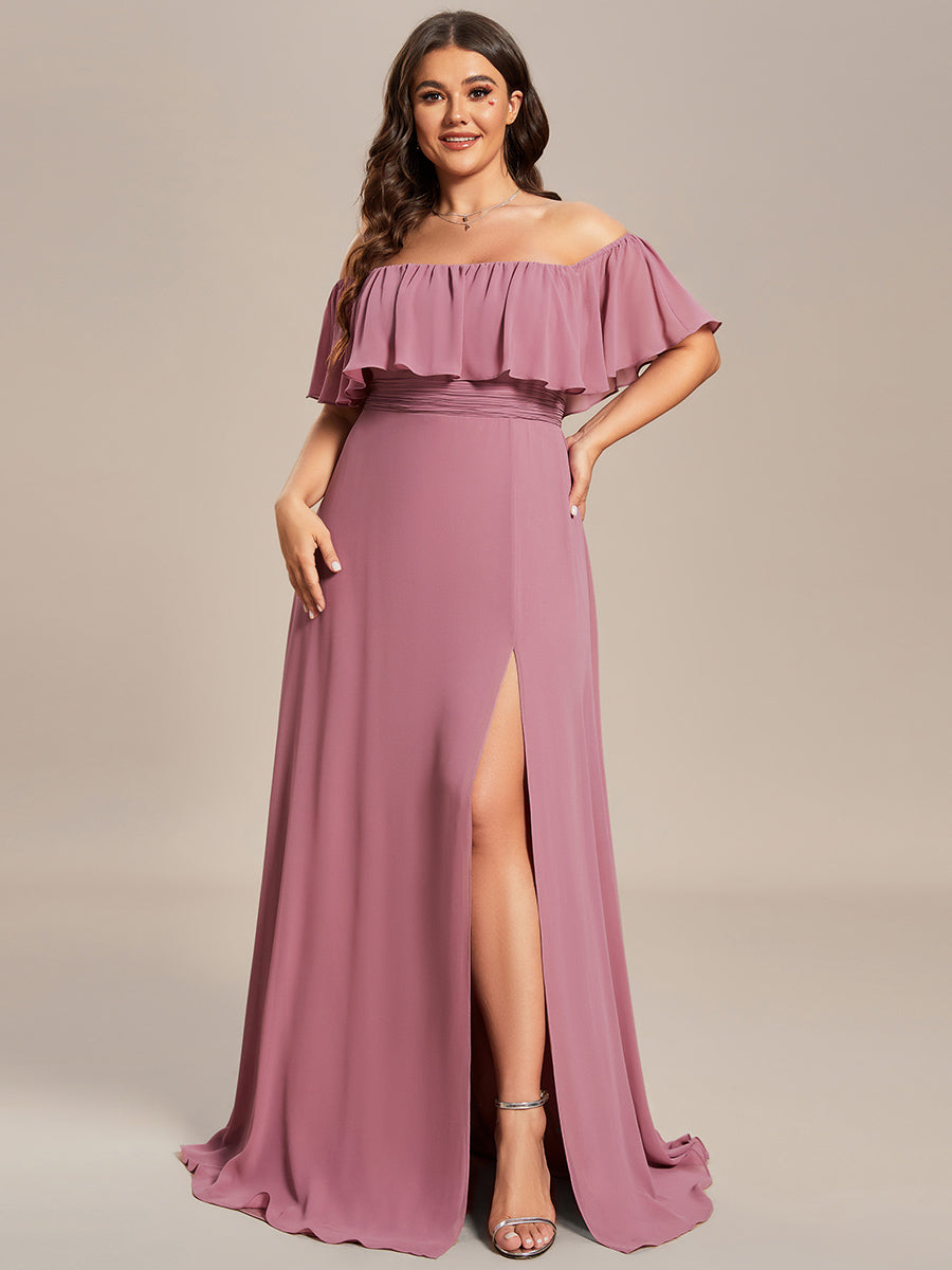 Color=Purple Orchid | womens-a-line-off-shoulder-ruffle-thigh-split-bridesmaid-dresses-es00969-2-Purple Orchid 105