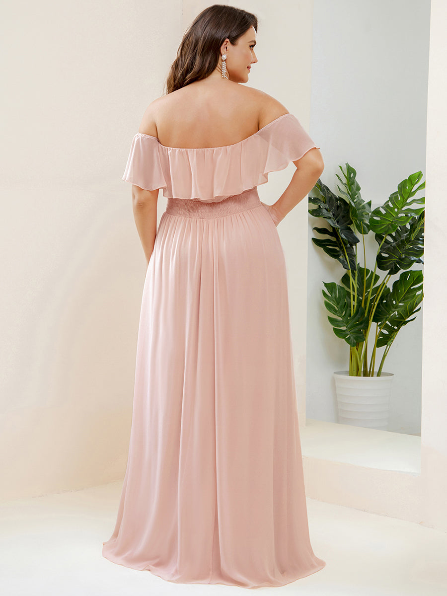 Color=Pink | womens-a-line-off-shoulder-ruffle-thigh-split-bridesmaid-dresses-es00969-2-Pink 107