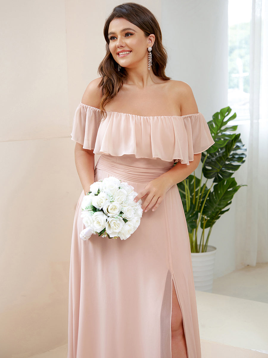 Color=Pink | womens-a-line-off-shoulder-ruffle-thigh-split-bridesmaid-dresses-es00969-2-Pink 108