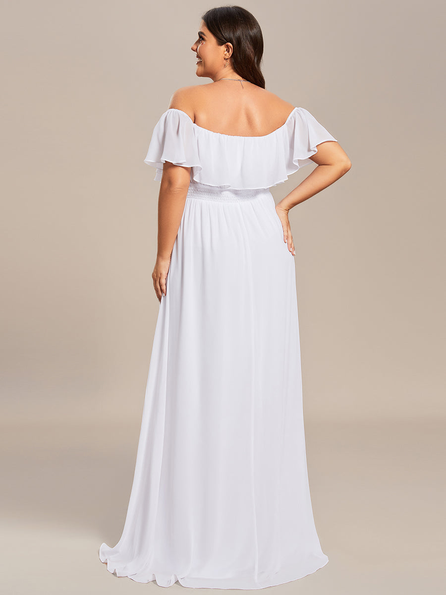 Color=White | womens-a-line-off-shoulder-ruffle-thigh-split-bridesmaid-dresses-es00969-2-White 117