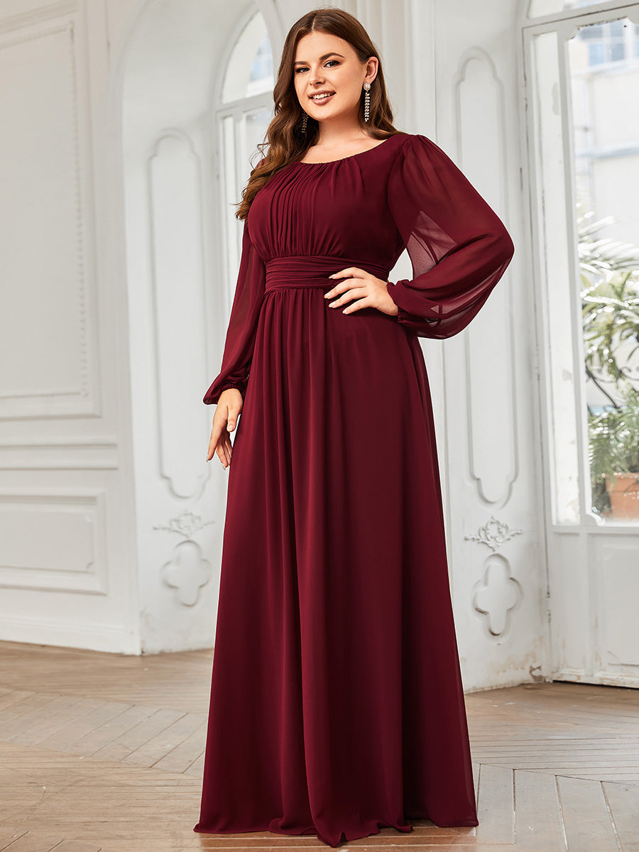 Plus Size Long Sleeve Maroon Bridesmaid Dresses