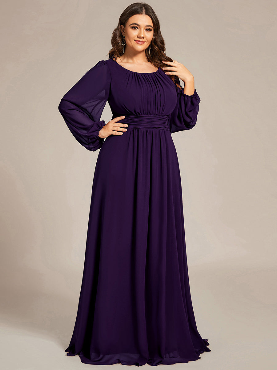 Round Neck A Line Wholesale Bridesmaid Dresses with Lantern Sleeves