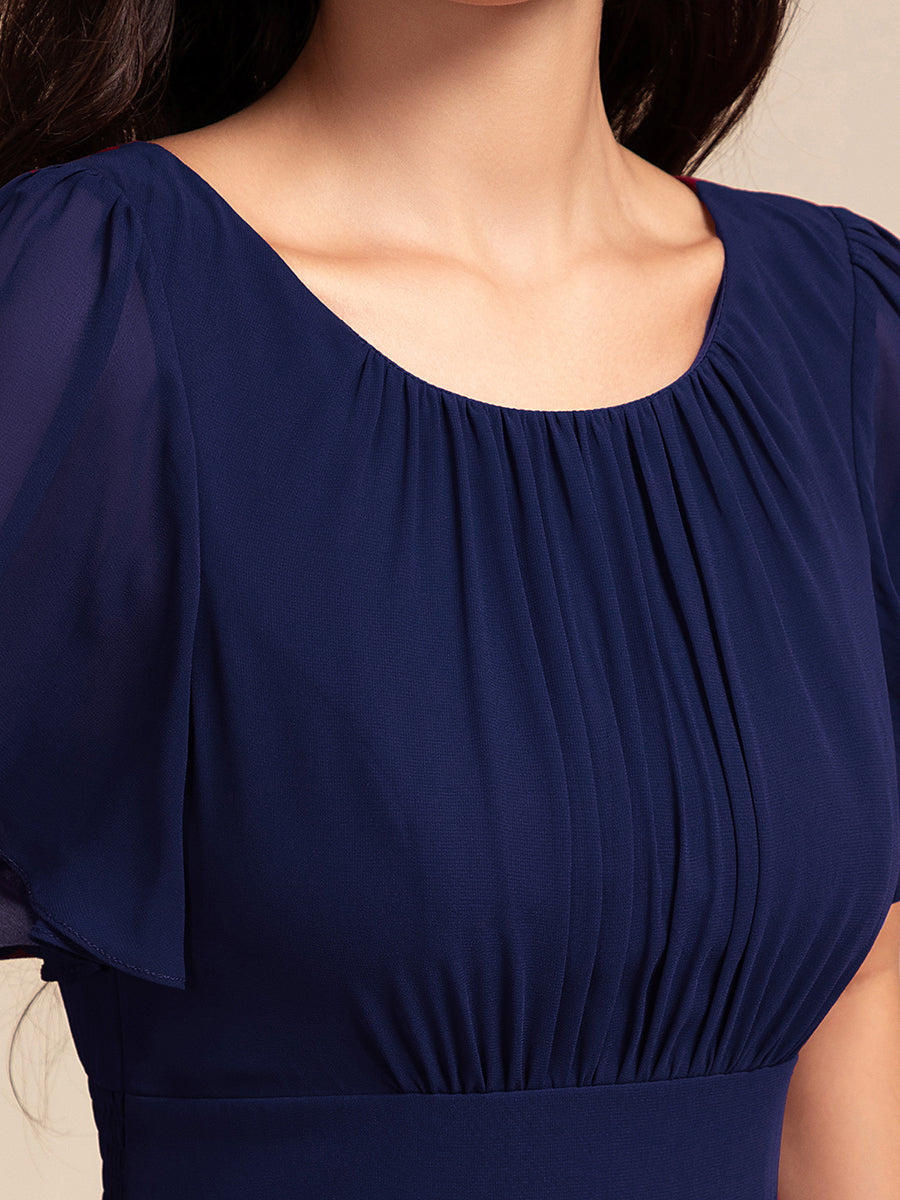 Color=Navy Blue | Elegant Round Neck Ruffles Sleeve Chiffon Evening Dresses with Asymmetrical Hem-Navy Blue 15