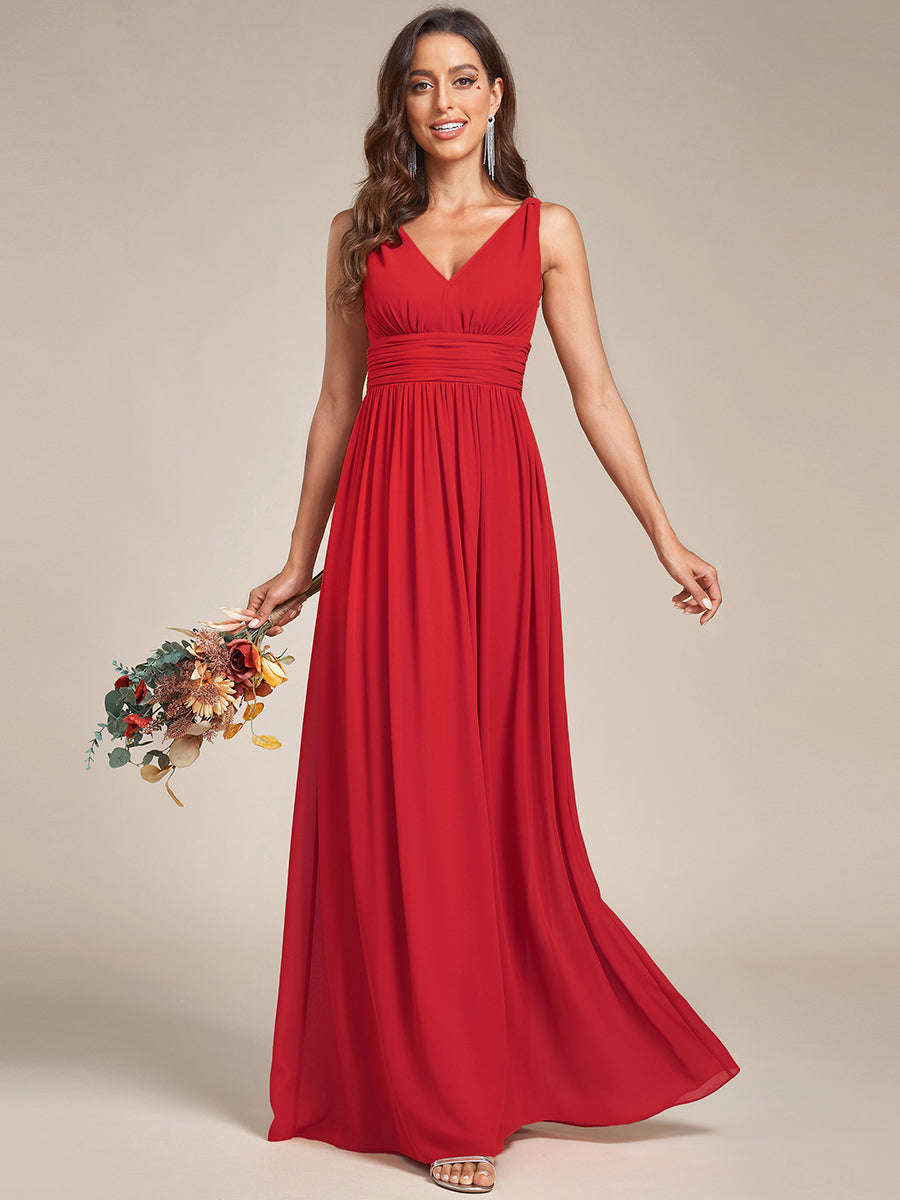 Color=Red | Double V-Neck Elegant Maxi Long Wholesale Evening Dresses-Red 3