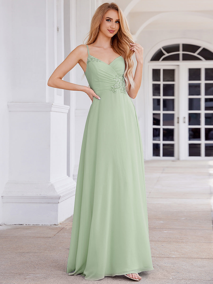 Color=Mint Green | Elegant Bridesmaid Dresses Sleeveless A-Line Cross Back Chiffon Dresses with Embroidery Decoration-Mint Green 16